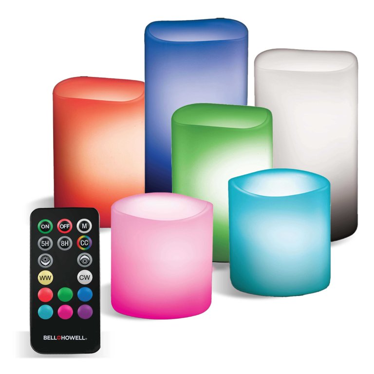 Christmas Flameless Candles With Remote - 6 Inch LED Pillar Candles, 12 Colors & Timer