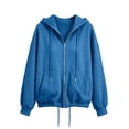 thumbnail image 3 of HappyYEE Full Zip Hoodies for Women, Open Front Drawstring Hooded Jackets, Fall Loose Long Sleeve Daily Outer Tops with Pockets, 3 of 6