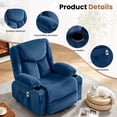 thumbnail image 4 of JMYMRY Swivel Rocker Recliner Chair with Vibration Massage and Heating, Cup Holders and Side Pockets, Adjustable Lounge Chair for Living Room, Blue, 4 of 8