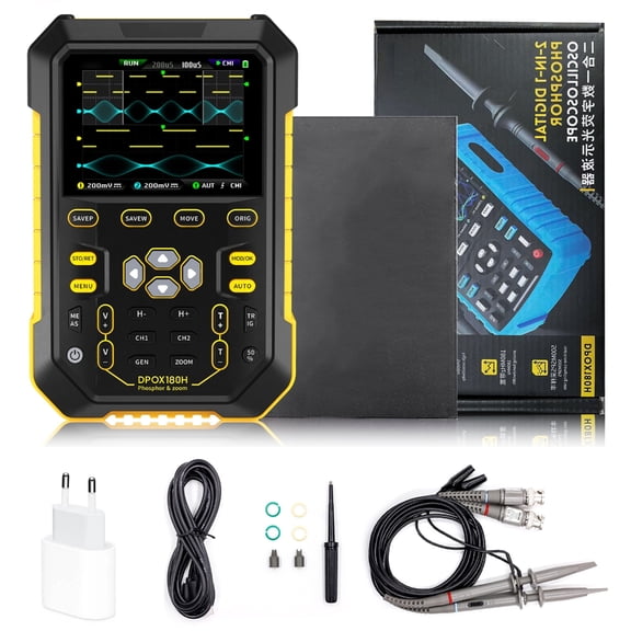 Handheld Digital Oscilloscope 180MHz Analog Bandwidth 500MSPS Sampling Rate