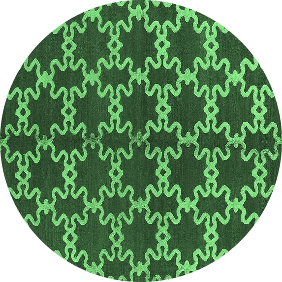Ahgly Company Indoor Round Oriental Emerald Green Industrial Area Rugs, 6' Round