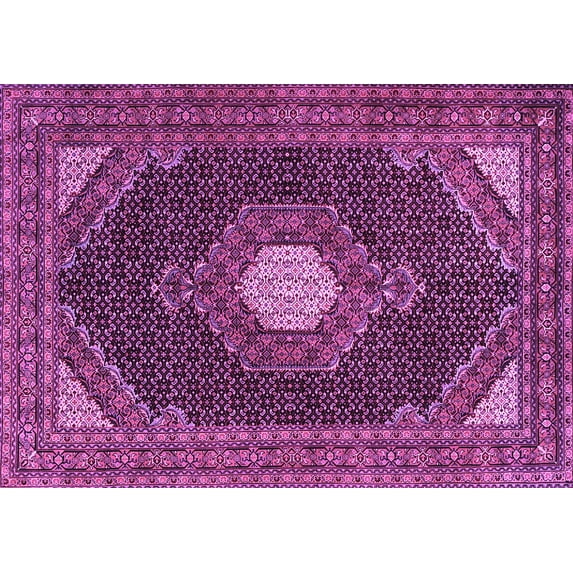 Ahgly Company Indoor Rectangle Medallion Purple Traditional Area Rugs, 6' x 9'