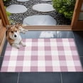 thumbnail image 4 of Pink White Buffalo Check 2x3 Door Mat Rug, Farmhouse Plaid Modern Geometric Non-Skid Rubber Backing Large Rectangle Rugs - Living Room Bedroom Home Office, Indoor Floor Mat Carpets Washable Rug, 4 of 9