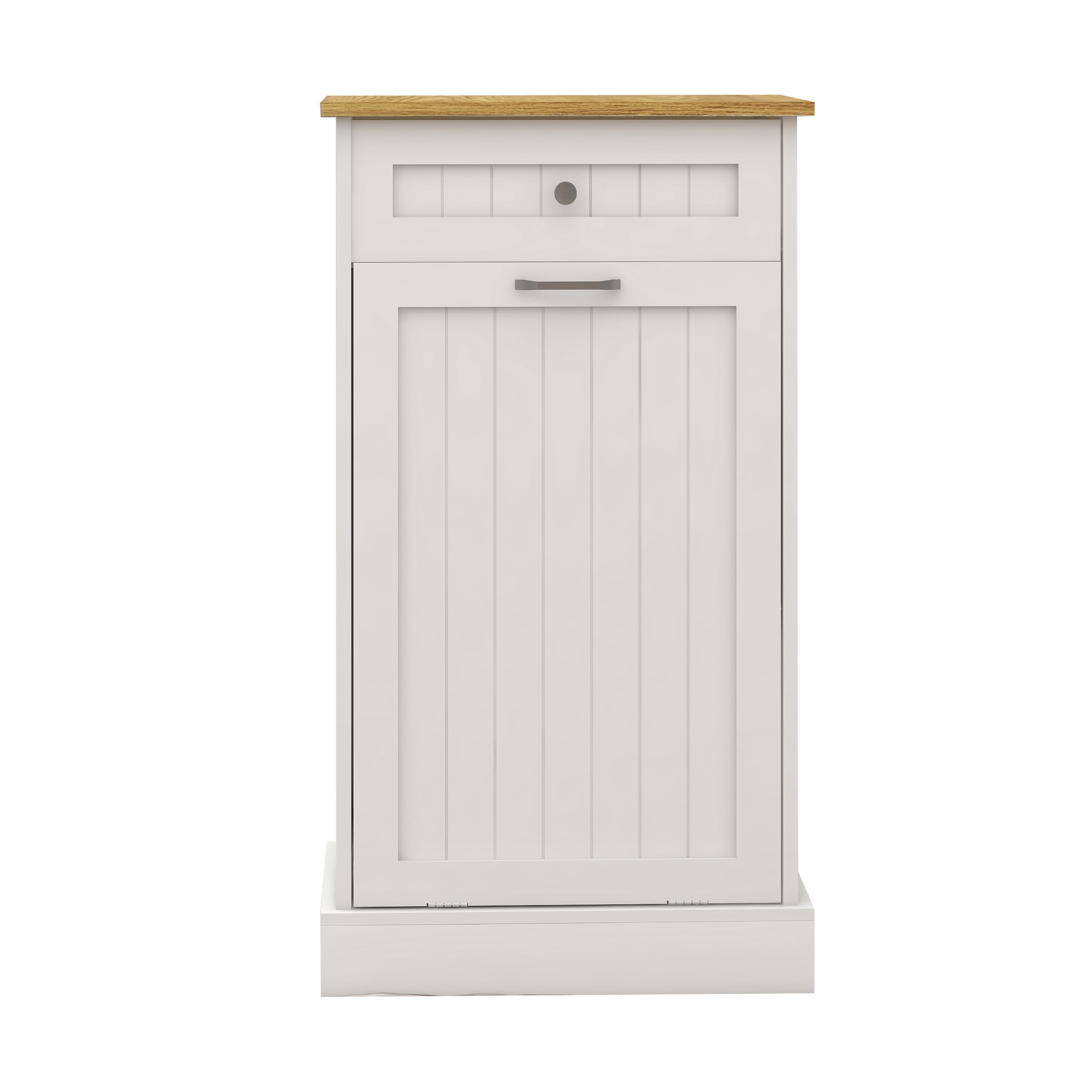 Aukfa Tilt Out Trash Cabinet,10 Gallons Freestanding Kitchen Trash Bin Cabinet,White