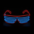 thumbnail image 1 of Pinfox Glow Shutter Neon Rave Glasses El Wire Gafas de sol LED intermitentes iluminan disfraces de DJ para fiesta, años 80, Edm Rb03 (rojo - azul), 1 of 5