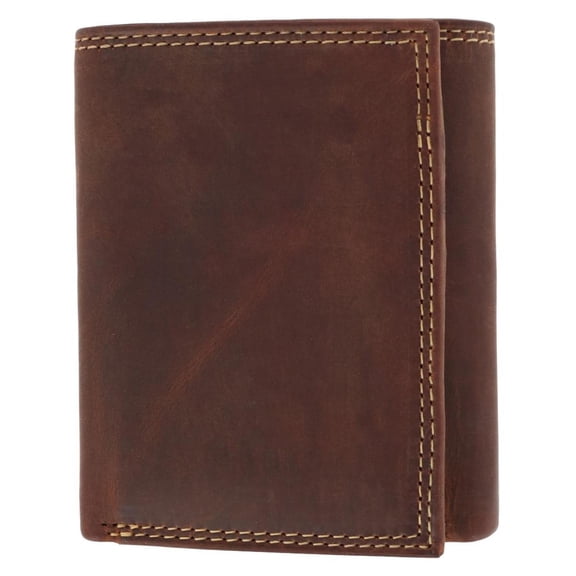 CTM Leather Contrast Stitch Trifold Wallet (Men)