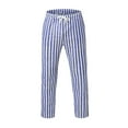 thumbnail image 5 of MRULIC jeans for men Linen And Cotton Waist Casual Men's Striped Breathable Loose Trousers Men's pants Men Casual Pants Dark blue + M, 5 of 7