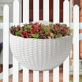 thumbnail image 7 of Yahome 1 Pcs Semicircle Wall Hanging Flower Pot Imitation Rattan Flowers Planter Plastic Plant Baskets Wall-Mounted Planter with Drainage for Indoor Outdoor Garden Balcony (White), 7 of 7