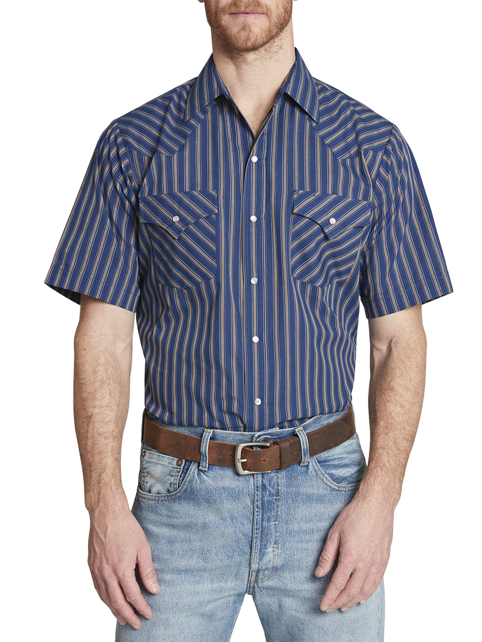 Ely Cattleman Men's Short Sleeve Stripe Western Shirt Tall Sizes ...