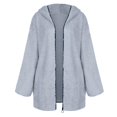 thumbnail image 5 of Womens Fleece Shacket Jackets Sherpa Lined Oversized Winter Warm Coat Hooded Long Sleeve Open Front Coatigan Jacket light gray XXL, 5 of 5