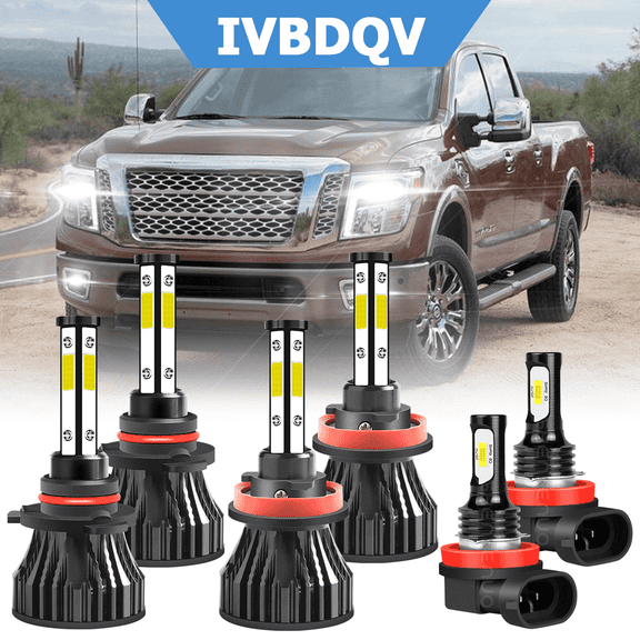 For Nissan Titan 2017-2019 LED Headlight Bulbs 9005 High H11Low Beam H11 Fog Light Combo Kit 6Pcs
