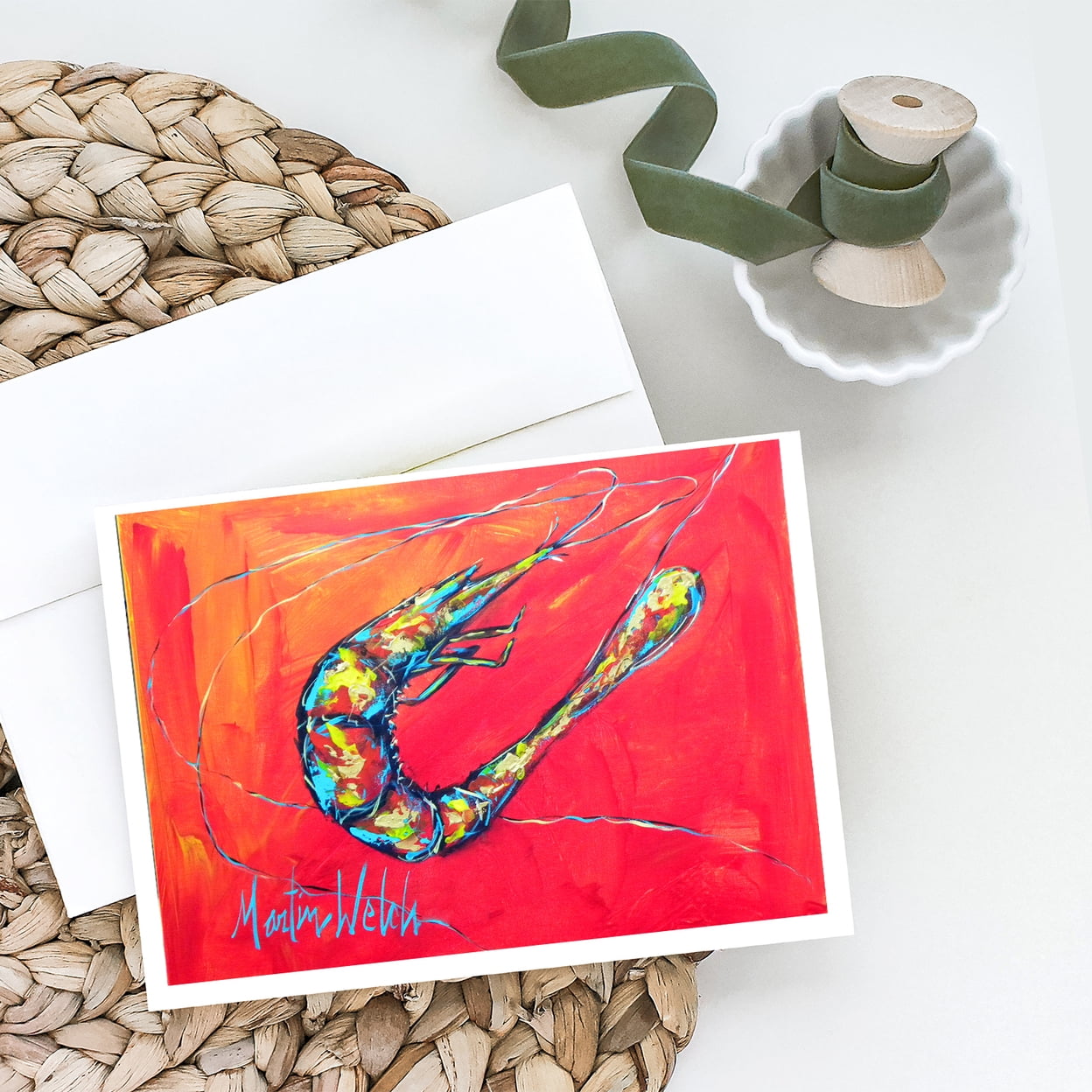 Shrimp Seafood Three Greeting Cards Pack of 8 7 in x 5 in