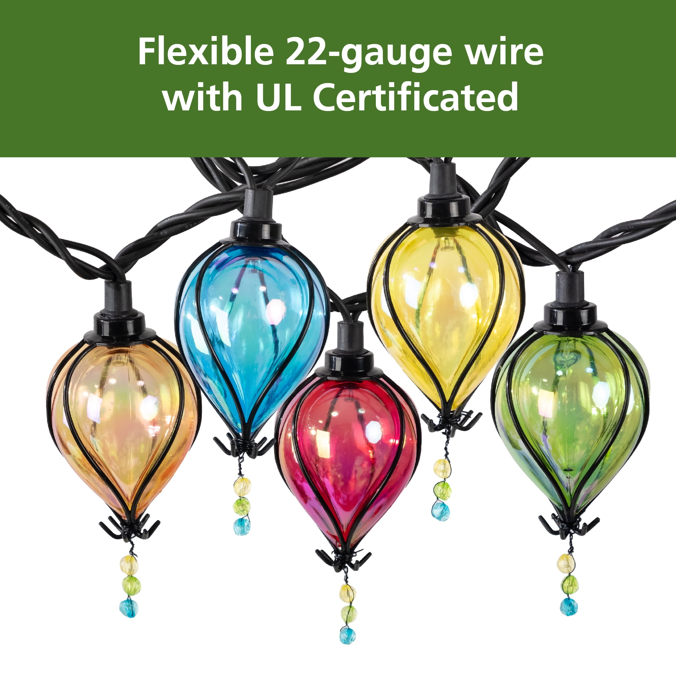 (2 pack) Mainstays 10ct 7.4ft Multi-color Balloon Shape Plastic LED Tear Drop Outdoor String Lights