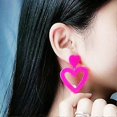 thumbnail image 3 of 1 Pair Hollow-out Love Heart Dangle Earrings Women Girls Fashion Candy-Colored Acrylic Earrings Lightweight Double Heart Drop Earrings Valentine's, 3 of 4