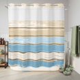 thumbnail image 6 of No Hook Shower Curtain with Built-in Rings - Farmhouse Vintage Washable Waterproof Fabric Bathroom Curtains for Hotel,Rentals, 72 X 78 Inch Long , Wood Texture Blue Beige Brown, 6 of 9