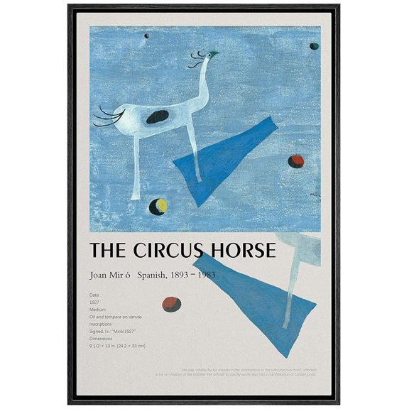 IDEA4WALL Framed Canvas Art Wall Decor The Circus Horse Master Aritst Joan Miro Oil Painting Minimalism Contemporary for Dorm Home Office - 16"x24"