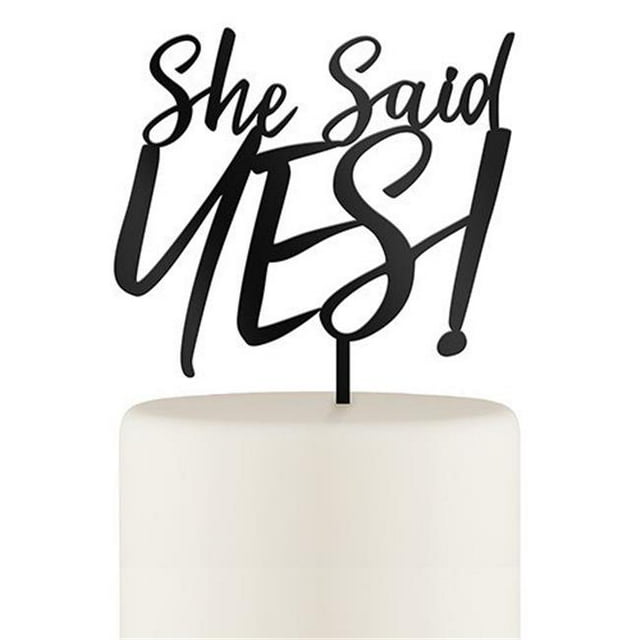 Weddingstar 4580-10 She Said Yes Acrylic Cake Topper, Black
