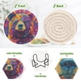 thumbnail image 4 of Haosy Set of 6 Drink Woven Coaster with Holder Heat Resistant Non-Slip Bar Coasters 4 Inches Colorful Bear and Star, 4 of 7