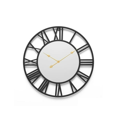 Wrought Iron Wall Clock Living Room Porch Mute Wall Clock Round Wrought Iron Mirror Clock European Style