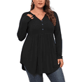 thumbnail image 3 of SOMER Woman Blouses Plus Size Tops V Neck Shirts Tunic Casual Long Sleeve Swing Flowy Blouses, 3 of 7