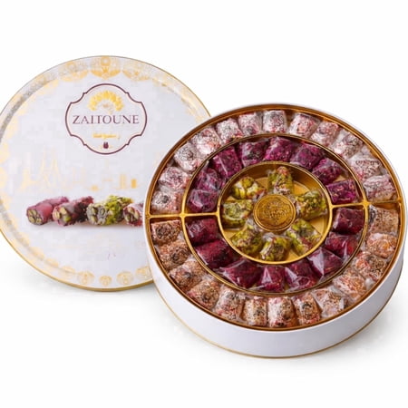 Zaitoune Turkish Delight Mix (Lokum), Pomegranate, Pistachio, Kataifi, Rose & Coconut, Individually Wrapped, 650g