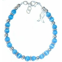 Colon Cancer Awareness Bracelet by Hidden Hollow Beads - 7 3/4 in. - Fits Most Adults - Lobster Clasp (Blue)