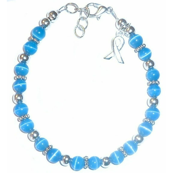 Colon Cancer Awareness Bracelet by Hidden Hollow Beads - 7 3/4 in. - Fits Most Adults - Lobster Clasp (Blue)