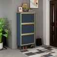 thumbnail image 2 of YesFashion Shoe Cabinet, Shoe Organizer Cabinet with Foot Pad, Metal Base And Legs 3 Flip Drawers Entryway Organizer, Multi-Layer Shoe Cabinet for Hallway, Living Room, 2 of 9