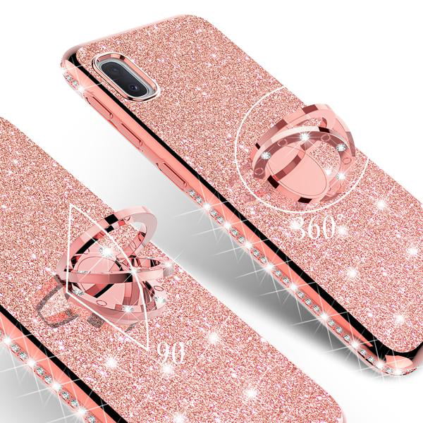Kapadson for Samsung Galaxy Note 10 Plus/Note 10+ Luxury Bling Glitter Sparkle Cute Gold Square Corner Soft Shock-Absorption Phone Holder Case Cover