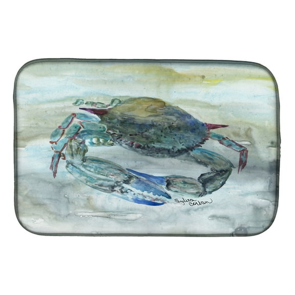 Blue Crab Watercolor Dish Drying Mat