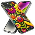 thumbnail image 2 of MUNDAZE Apple iPhone 14 Shockproof Clear Hybrid Protective Phone Case Colorful Yellow Pink Folk Style Floral Spring Flowers Cover, 2 of 5