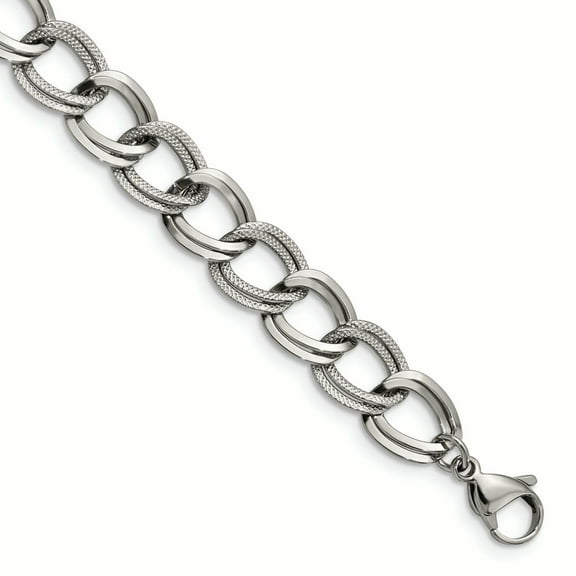 Primal Steel Stainless Steel and Textured 8 inch Link Bracelet