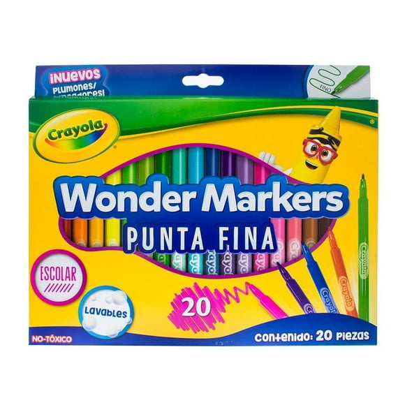 Plumones Crayola Wonder Markers Punta Fina 20 Piezas