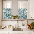 thumbnail image 3 of 3 Piece Kitchen Curtains and Valances Set Teal Paisley Pattern Cafe Curtains 24 Inch Length Boho Ethnic Floral Traditional Valance & Tier Curtain for Living Room Bedroom Window 54"x18"+27"x24"*2, 3 of 6