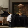 thumbnail image 3 of Luxury Velvet Quilt Set Oversized California King Size 120''x120'', Ultra-Soft Striped Channel Comforter with Rice Stitch Detailing, Lightweight All-Season Bedspread Coverlet w/ 2 Shams, Black, 3 of 7