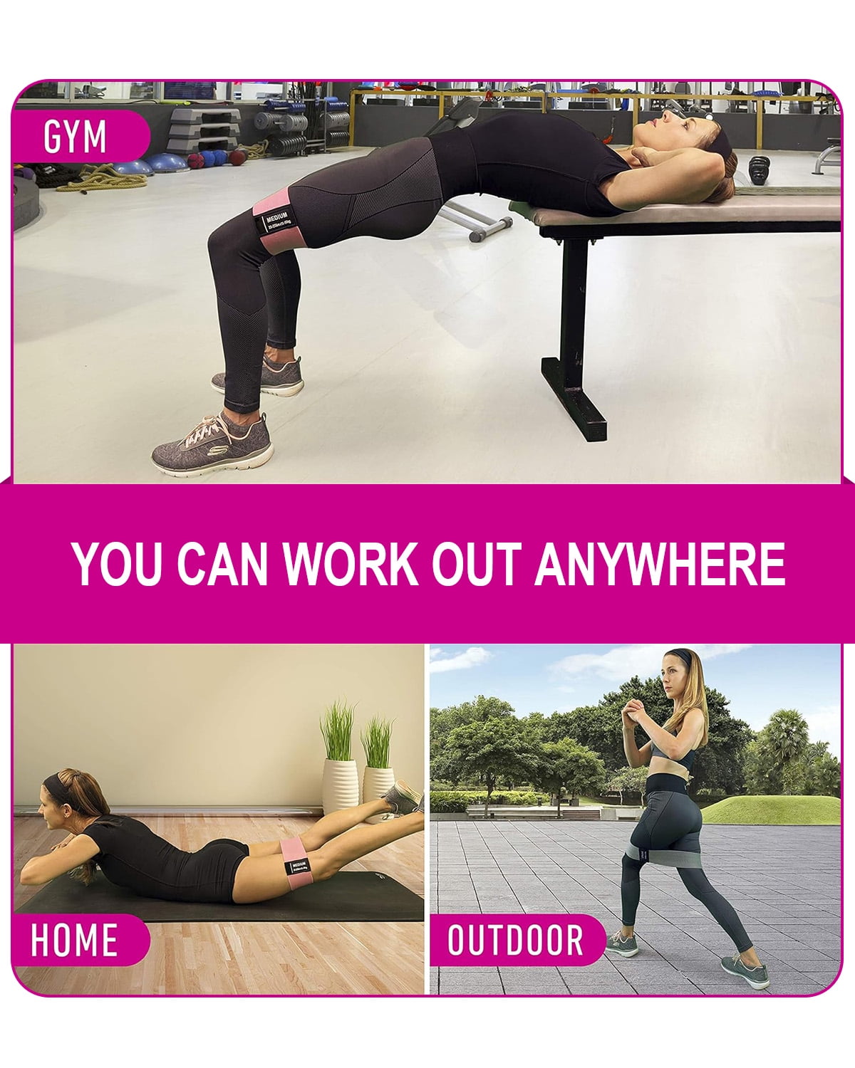 Resistance Bands for Working Out, 4 Booty Bands Fabric Elastic Bands for Exercise Bands Resistance Bands for Legs Bands for Working Out Hip Thigh Glute Bands Set