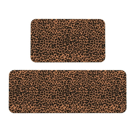 

Kitchen Floor Mat 2 Sets Of Anti-Fouling Absorbent Quick-Drying Floor Mat For Kitchen Door Mat Laundry Room Restaurant Office Farm Trendy Leopard Pattern