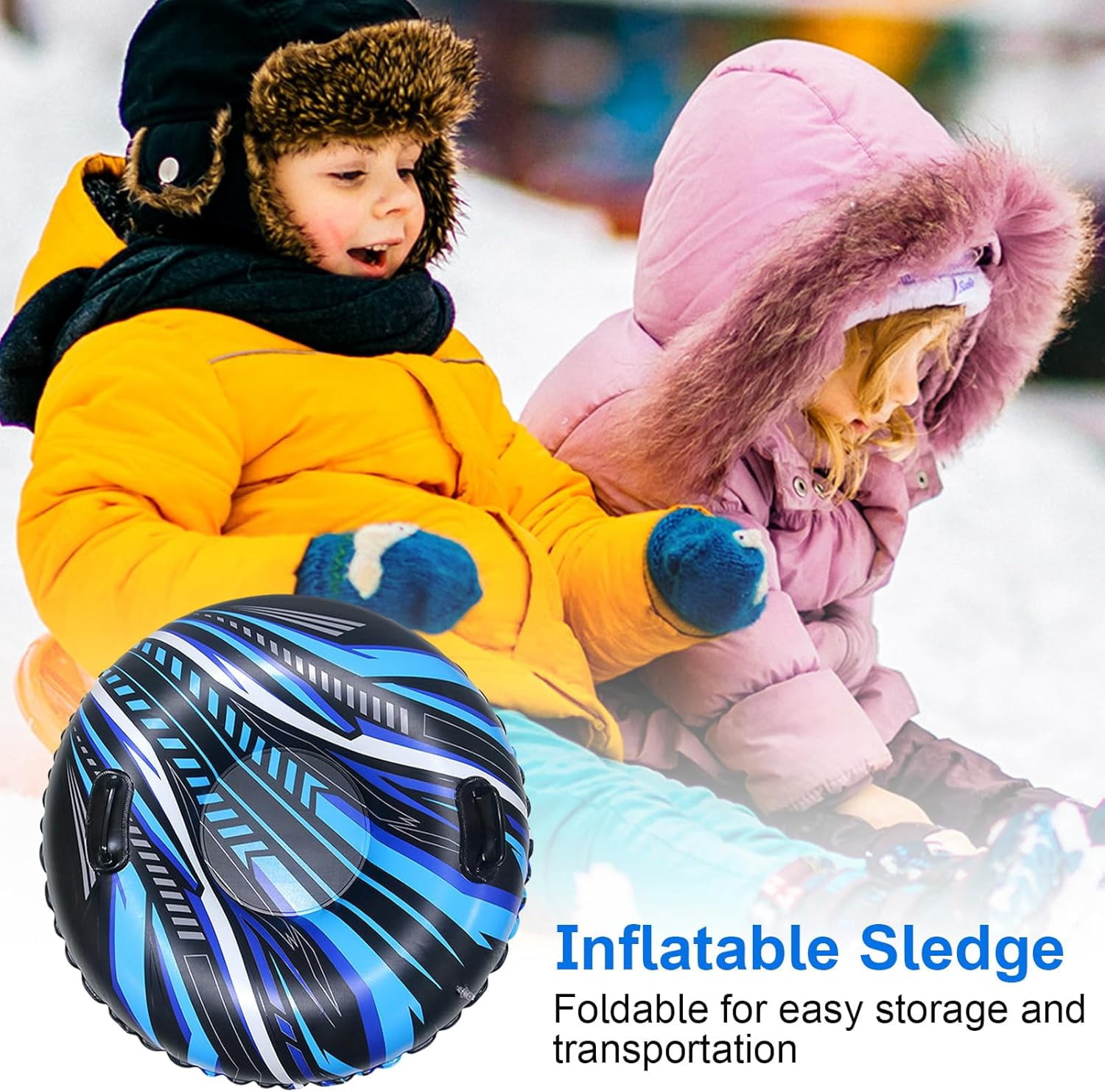 Sleds for Kids, Heavy Duty Snow Tube Made by Thickening Material, Toboggan Sled, Snow Toys for Kids and Adults, Antifreeze Thickened Bottom, Inflatable Sleds for Winter Skating