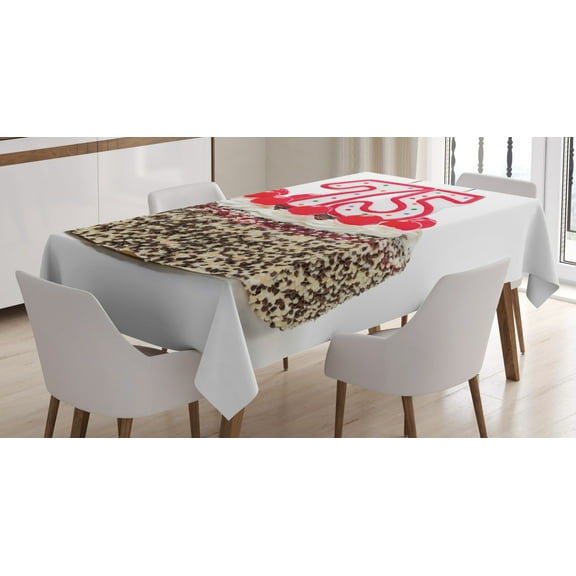 Ambesonne Birthday Tablecloth Rectangular Table Cover, Cake 75, 60"x84", Multicolor
