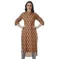 thumbnail image 1 of Moomaya Cotton Mandarin Collar Kurti For Women Knee Long Printed Plus Size Dresses, 1 of 6