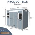 thumbnail image 6 of 8x4 FT Outdoor Storage Shed with Floor, Resin Garden Sheds with Lockable Door, Vents & Windows, Weather Resistant Tool Shed with Sloped Roof for Backyard Patio, Grey, 6 of 8