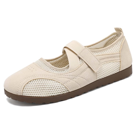 oqasdz Women Casual Shoes Elegant Ballet Hook and Loop Flat Shoes with Soft Sole and Adjustable Strap Comfort Everyday Versatile Outdoor Summer
