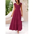 thumbnail image 4 of PRETTYGARDEN Women's Summer Flowy Maxi Dress Casual Cap Sleeve V Neck Smocked Beach Sundress, 4 of 8