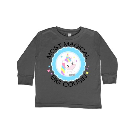 

Inktastic Most Magical Big Cousin badge- cute unicorn Gift Toddler Toddler Girl Long Sleeve T-Shirt