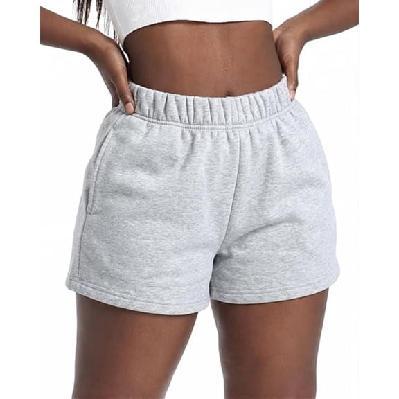Gocolloa Plus Size Shorts Women Summer Casual High Waisted Loose Lounge Workout Running Sweat Shorts White Heather 2X