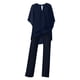 thumbnail image 3 of Chaqueta Conjunto de 2 piezas para mujer, parte superior suave de media manga y pantalones, trajes de noche de boda de corte holgado Ygjytge Azul Marino Xxxl para Mujer, 3 of 8