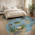 thumbnail image 3 of ODIKA 8'x10' Washable Area Rug Non-Slip Chair-Friendly Mat Pastel Pond with Ducks and Turtles Charming Wildlife Illustration Reeds for Dining Room, Large Office, Lounge, 3 of 7