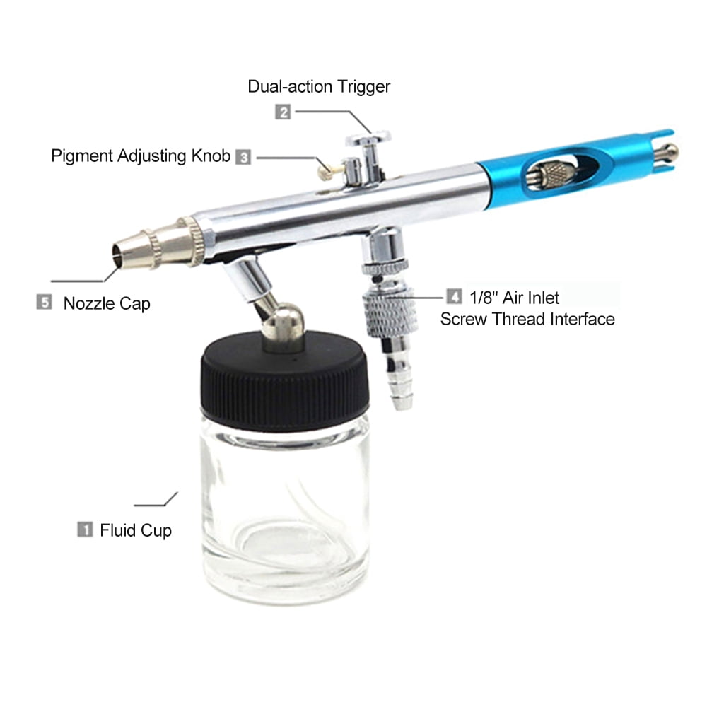 0.35mm Siphon Feed Dual-action Airbrush Kit Set Spray  With 5cc & 22cc Fluid Cup For Art Craft Painting Nail Art Tattoo Cake Decorating Type 1