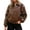 Brown, variant on Vintage Glossy Faux Leather Jacket for Women, Turn-Down Collar Zip Up, Retro Bomber Outerwear with Side Pockets, 1 Piece, S-XXL, Plus Size Friendly