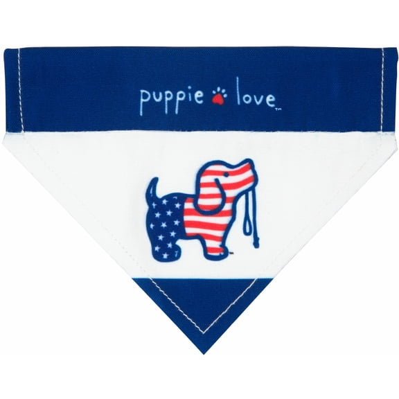 Pavilion - American Flag Blue & White S/M Slip-On Collar Dog Bandana - Puppie Love